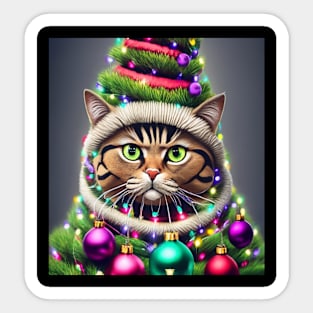 Christmas tree cat Sticker